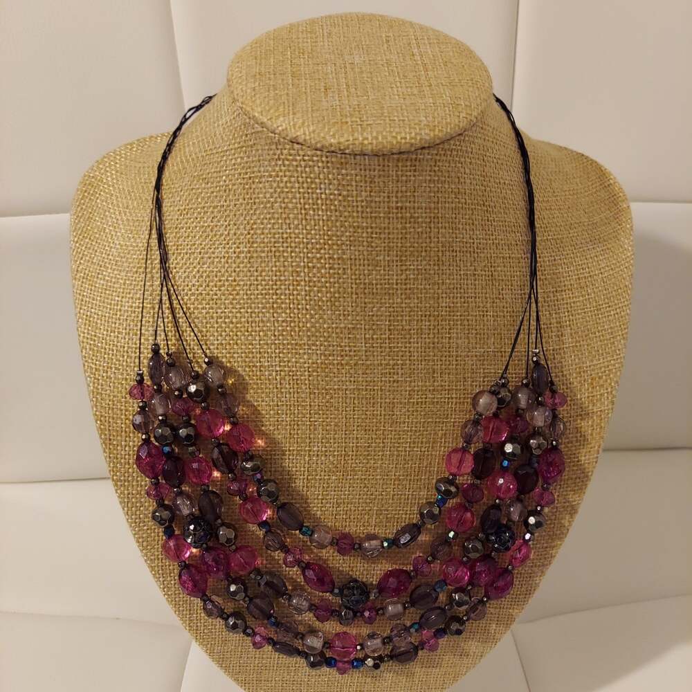 NY Purple Bead Layered 16" Necklace